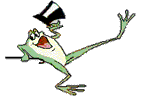 animated dancing frog with top hat and cane