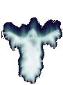 Misty white ghost aberration drifting around in the air haunting through the night clip art animation
