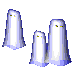 Three little ghosts hovering and hanging around like a rotten smell