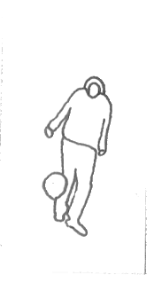 Line art animated drawing of soccer player kicking a soccer ball