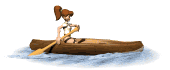 Animation of girl paddling kayak on the water