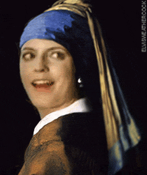 Girl with pearl earring bobbing head to music