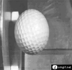 Animation of golf ball striking steel surface at extremely high velocity