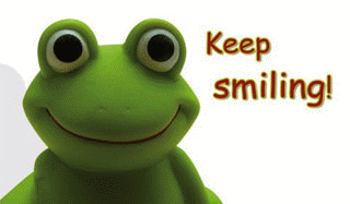 Smiley animated frog winks, Keep smiling banner