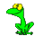 Funny looking little green froggie icon croaking