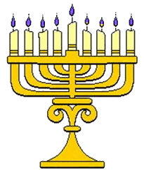 Chanukah Menorah candles burning