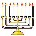  Animated gif of Menorah with lighted candles 