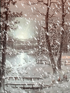 Heavy snowfall in woods animated gif