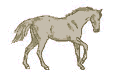 Γκρι άλογο τρέχει κινουμένων σχεδίων