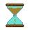 Small animated hour glass with blue sand flipping over
