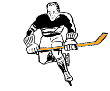 Hockey player skating toward you with stick in hand