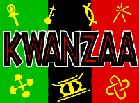 Animated Kwanzaa clip art with Seven Symbols for the principals of strong family and community