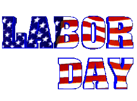 Labor Day text with waving flag