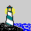 Little lighthouse icon animation with light spinning around
