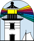 Animated lighthouse with rainbow colors