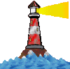 Animated lighthouse on the rocks