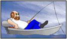 Lazy fisherman in a boat on the water