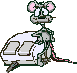 Cartoon mouse playing with a computer mouse