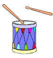 Drumsticks pounding out a rhythm on a drum