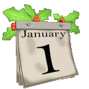 Animated calendar on January 1, New Year's Day