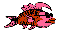 Cool animated pink fish with sunglasses swimming around