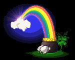 Animated pot of gold at the end of a rainbow