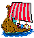 Animated Viking warship icon
