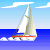 Animated sailboat sailing icon