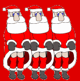 Santa line-up doing the Kan-kan