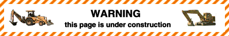 Warning page under construction banner with heavy equipment