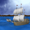 Animated Spanish Galleon sailing on the ocean