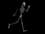 animated skeleton running in slow motion
