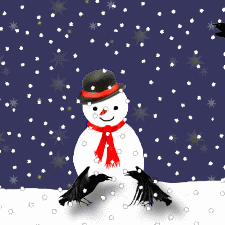 Animated snow man in the snow