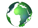 Animation of green spinning Earth with clear oceans