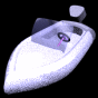 Animated motorboat floating on the water