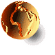 Spinning gold globe with drop shadow