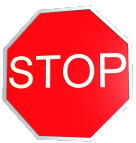 Animated stop sign giving you little bit of extra personal attention holding up a hand with universal halt hand symbol