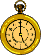 Animated gold pocket watch with hands moving
