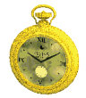 Gold animated pocket watch with moving hands