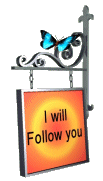 "If you follow me I will follow you" text on animated swinging garden sign