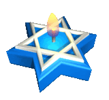 Star of David with candle burning in the center