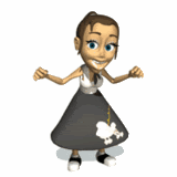 3D moving animated girl in poodle skirt dancing