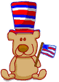 Patriotic teddy bear moving animation with flag