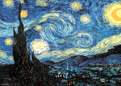 Well done 3D stereograph rendition of Vincent van Gogh's timeless painting "Starry Night" 