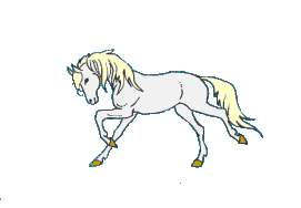 White horse galloping moving gif animation