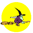 Witch flying around on her broom scoping out the neighborhood from the air checking out all the weird costumes on Halloween