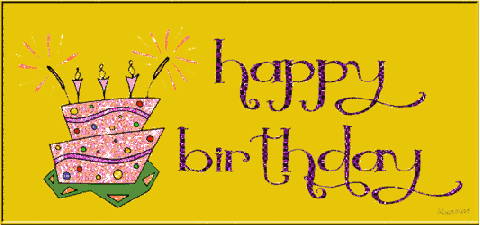 Gold sparkling animated Happy Birthday banner gif